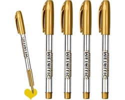 Set van 4 Metalen Markers met Fijne Punt van 1.5mm - Sneldrogende Inkt voor Papier, Glas en Hout, Perfect voor Scrapbooking en Calligrafie