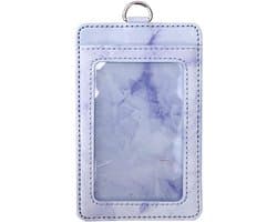ID Kaart Houder voor Kantoor en School met Retractable Buckle, Transparante Kaartsleuf en Neopreen Halsband, Paars en Marmer Design