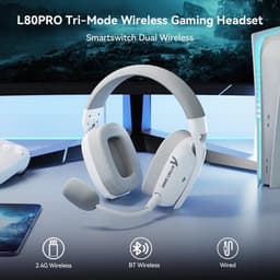 Attack Shark L80 PRO - Gaming Headset - Draadloos - 7.1 Surround Sound - Tri-Mode (2.4G/BT/3.5mm) - Dubbele Microfoon - 40mm Driver - Ultralicht 203g - PC/PS5/Xbox/Switch - Wit — thumbnail 5