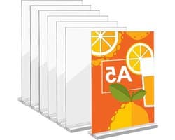 Acryl Sign Houder voor Tafel, Dubbelzijdige Verticale Displaystandaard voor Foto's, Ideaal voor Thuis, Kantoor en Winkels