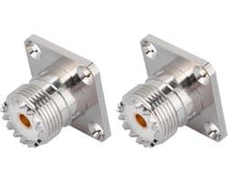 2PCS UHF Female SO239 Jack 4 Hole Socket Paneel Chassis Mount RF Coaxiale Adapter en Connector voor Diverse Apparaten