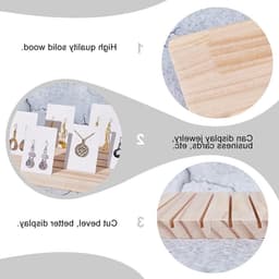 Houten Displaystandaard voor Sieraden met 6 Slots, Oorbellen en Ringen Houder, Inclusief 100 Stuks Displaykaarten voor Thuis en Winkel, 10.9 x 6.6 Inch — thumbnail 4