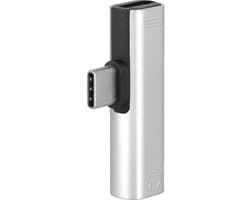 Store_8 - USB Opladen Converter - 2 in 1 Hoofdtelefoon Adapter - Aluminium Materiaal - Zilver - Multifunctionele Transverter - Geschikt voor Type-C...