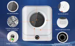 Re-purelife® luchtafvoerdroger 3 kg - wasdroger van roestvrij staal - droogtrommel met 5 programma’s en oververhittingsbeveiliging - wandmontage design - wit 49,5 × 43,5 × 59,5 cm — thumbnail 12