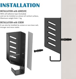 Store_9 - Universele wandhouder - Multifunctioneel rek - Zwart - Voor tv-box en router - Geschikt voor apparaten tot 4 cm dik — thumbnail 5