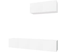 Tv-meubelset 3-delig - Mediabox kast - Tv-apparatuur opbergen - Wandmontage mogelijk - 80 cm breed - Wit