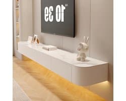 Tv-kast Hangend - Wandmeubel Multimedia meubel - Woonkamer Inrichten - Zwevend Ontwerp - 240 cm - Wit