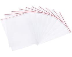 Pack van 100 hersluitbare doorzichtige plastic zakken voor opslag van kleine items, 19x13cm, ideaal voor knutselen en organisatie
