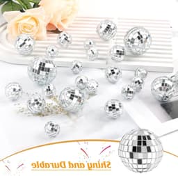 48 stuks kleine discoballen - Mini-facetballen - Spiegelbol - Met Touwtje - Klein Kerstballen - Disco Bal Bol - Feestje Discolamp Decoratie - Spiegelballen voor taartdecoratie — thumbnail 3