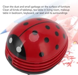 Mini Stofzuiger - Desktop Reiniger - Bureau Opruimen - Roterend Ontwerp - Compact Formaat - Rood — thumbnail 4