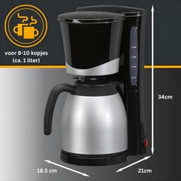 Core® Koffiezetapparaat met Thermoskan - Koffiezetapparaat voor 10 Kopjes - Anti Drup - 1L - RVS- Zilver- 21cm x 19cm x 34cm; 1.84 kg — thumbnail 4