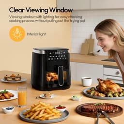 Heteluchtfriteuse XXL - Airfryer Oven - Gezond Koken - Kijkvenster met Verlichting - 5.5 Liter - Zwart — thumbnail 5