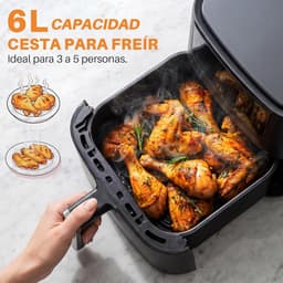 Heteluchtfriteuse XL - Airfryer zonder olie - Gezond koken - 8 programma's - 6 liter capaciteit - Zwart — thumbnail 2