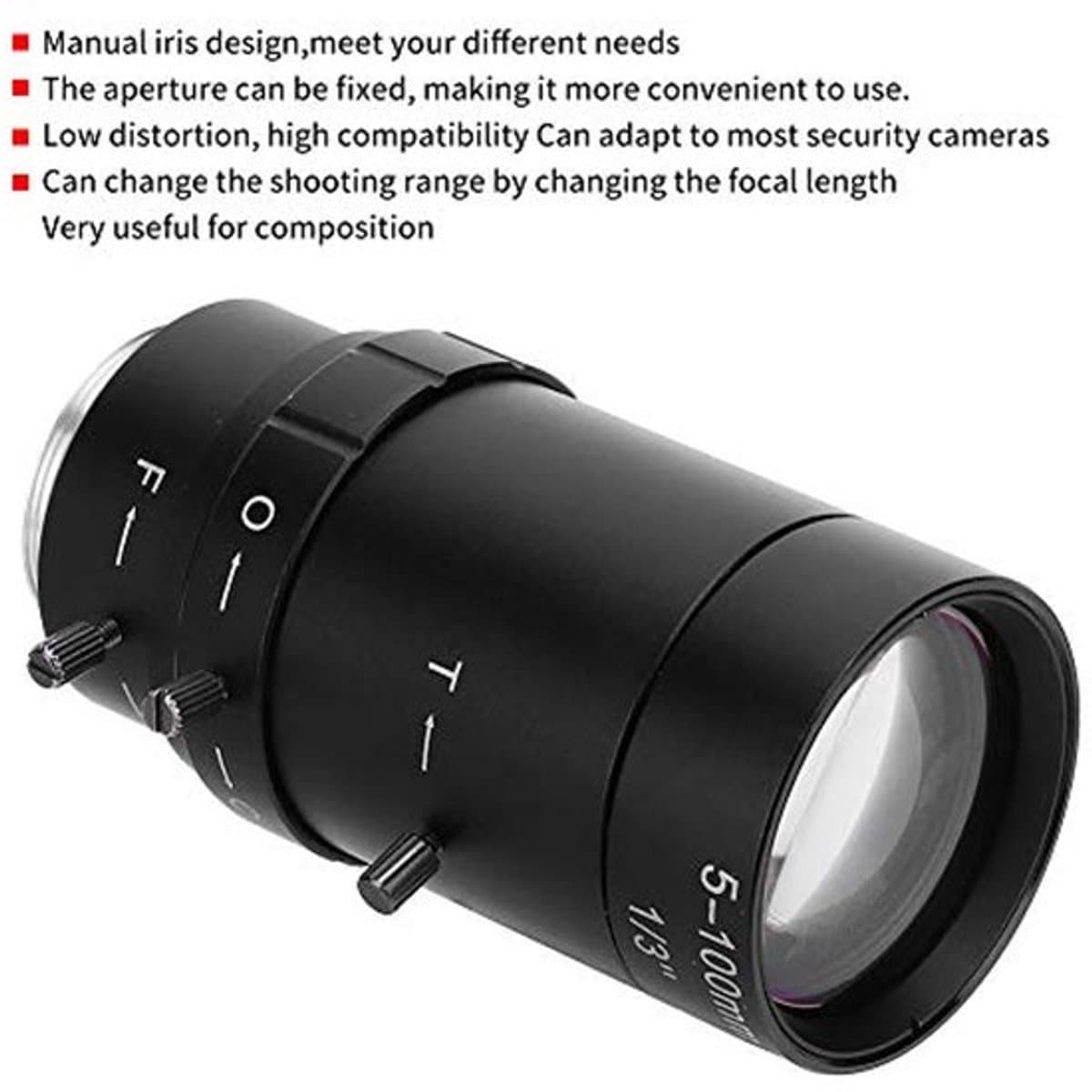 5-100mm CCTV Lens, 1.3MP Zoom CCTV Lens CS Mount Handmatige Diafragma Aluminium HD Lens voor Beveiligings CCTV Camera Lage Vervorming Hoge Compatibiliteit — afbeelding 1