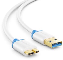 Micro USB 3.0 Kabel - Datakabel Laadkabel - Externe Schijven - 5 Gbit/s Snelheid - 2 Meter - Wit — thumbnail 1