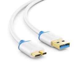 Micro USB 3.0 Kabel - Datakabel Laadkabel - Externe Schijven - 5 Gbit/s Snelheid - 2 Meter - Wit