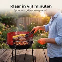 Lomera Houtskoolbarbecue - Barbecue op Poten - Staande Barbecue met Windscherm - Verstelbare Grill - Houtskool BBQ - Ronde Barbecue - Houtskoolgrill voor Tuin - Tuin Barbecue - Houtskool Barbecue - Grillrooster - BBQ — thumbnail 4