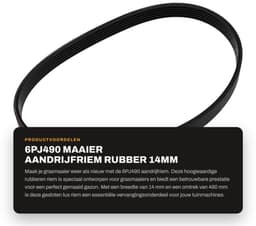 Dailygoods- Aandrijfriem Rubber 14mm Breedte - Gesloten Lus - 490mm Omtrek - Compatibel met Qualcast M2E1032M/M2E1232M - Duurzaam - Slijtvast - Grasmaaierriem — thumbnail 1