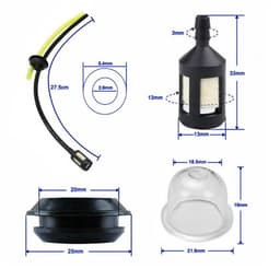 Dailygoods- Brandstoffilter Set 4 Stuks - Brandstofslang 27.5 cm - Brandstofslang 15 cm - Universele Onderdelen - Hoogwaardige ABS/Rubber - Geschikt voor 18 mm Motoren — thumbnail 4