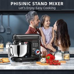 Planetaire Keukenmachine - Elektrische Mixer - Bakken en Koken - Krachtige 1500W Motor - 65 Liter Kom - Zwart — thumbnail 2