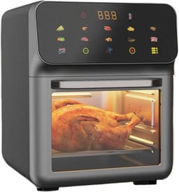 Tafeloven Heteluchtfriteuse - Combi-apparaat Rotisserie - Gezinsmaaltijden Bereiden - Dubbele Zone Functionaliteit - 15 Liter - Zwart — thumbnail 1