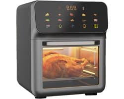 Tafeloven Heteluchtfriteuse - Combi-apparaat Rotisserie - Gezinsmaaltijden Bereiden - Dubbele Zone Functionaliteit - 15 Liter - Zwart
