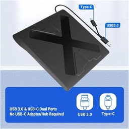 Externe DVD Brander - Draagbare Lezer - Bestanden Archiveren - USB 3.0 Type C - 2 MB Cache - Zwart — thumbnail 5