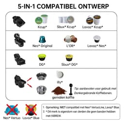 HiBREW H2B - 5 in 1 - Koffiemachine - Koffiezetapparaat - Multifunctioneel voor warm en koud - Kapsulekoffiezetapparaat - Voor Nespresso, Dolce Gusto, ESE & gemalen koffie - Zwart — thumbnail 5