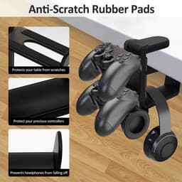 Gaming Hoofdtelefoon Houder Onder Bureau, Controller Stand met Kabel Organizer — thumbnail 3