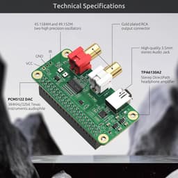 High-Res DAC Geluidskaart voor Raspberry Pi 5/4/3B+/Zero 2W - PCM5122 Audio Shield met RCA & 3.5mm Uitgang — thumbnail 4