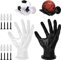 Balhouders voor wandmontage - Set van 2 - Veilig en stabiel - Universele houder voor bal, sleutels, koptelefoon - Zwart en wit — thumbnail 1