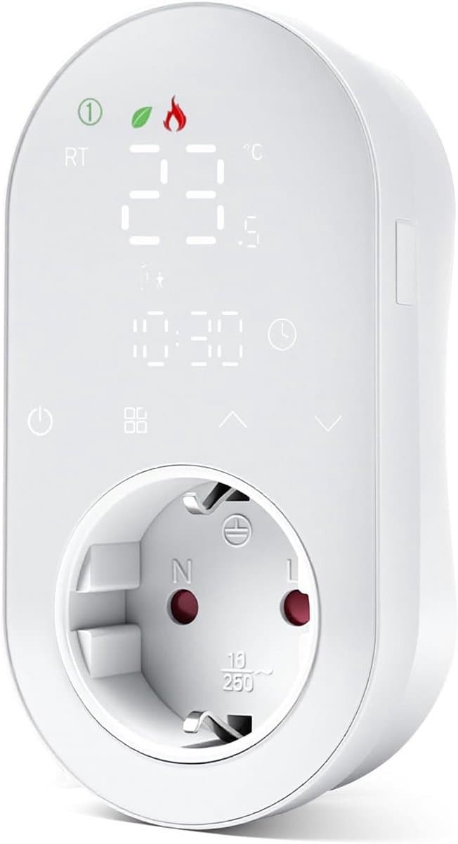 Slimme Wifi Thermostaat voor Stopcontact - Programmeerbare Temperatuurregelaar met Verwarming en Koeling — afbeelding 1