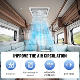 Dakventilator Camper - Ventilator Caravan - Frisse Lucht - Stil Toerental Instelbaar - 14 Inch - Wit — thumbnail 1