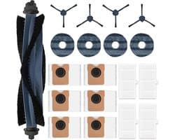 robotstofzuiger onderhoudsset - 19 stuks - Vervangende Onderdelen - Geschikt voor Eufy Robotstofzuiger OMNI C20 - Inclusief 6 stofzuigerzakken & 1 Roterende borstel & 4 zijborstels & 4 dweildoeken & 4 Filter - Complete Reinigingsset