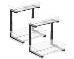 Onder Gootsteen Opslag - Keuken Organizer - Ruimte Besparen - Uittrekbare Lade - 2 Tier - Zwart