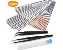 32-delige reinigingsset voor 3D-printer nozzles (0,15/0,25/0,35/0,4 mm nozzle-reinigingsnaalden)