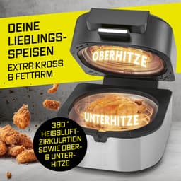 GOURMETmaxx FryBBQ Heteluchtfriteuse 5L – Airfryer met boven- en onderwarmte, 5 Modi inclusief Drogen – 2-in-1 Friteuse en Grill met Gegoten Aluminium Rooster — thumbnail 2