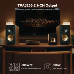 Krachtige 2.1 Kanaals Bluetooth 5.2 Versterker 300W x 2 + 300W Subwoofer voor Thuis en Boekenplank Luidsprekers — thumbnail 2