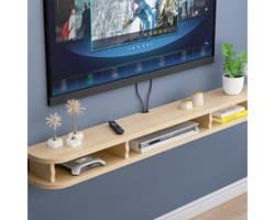 Zwevende TV Kast - Mediabox Houder Wandmontage - Opruimen Entertainment - Ruimtebesparend Ontwerp - 60x22x15cm - Geel