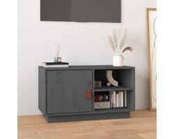Tv-kast - Media meubel - Woonkamer opbergen - Massief grenenhout - 70 x 34 x 40 cm - Grijs