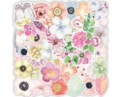 Meer Leuks - Bloemen stickers - 50 stuks - Flower sticker - Soft Colors - Bullet Journal Stickers - Planner Agenda Stickers - Scrapbook stickers - Laptop stickers - Telefoon stickers - Bujo stickers - Hobbystickers