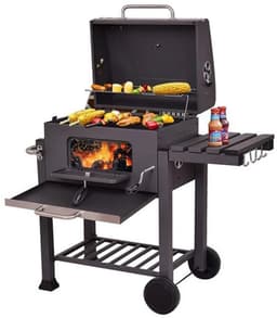 Norvia - Houtskool Barbecue - Houtskoolgrill - Met Deksel - Thermometer - Grilloppervlak 56 × 41,5 cm - Zijtafel - Aslade — thumbnail 1