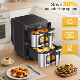 Heteluchtfriteuse – Airfryer – Friteuse – Luchtfriteuse – Digitale Oven – 11 Liter Capaciteit – Dubbele Mand met Cook & Sync Systeem — thumbnail 9