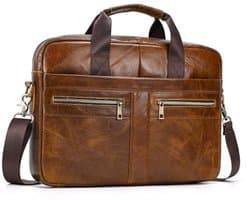 Leren aktetas voor heren - Vintage design met schouderriem - Geschikt voor laptop tot 14 inch