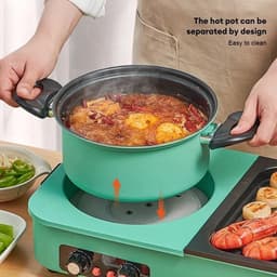 Delightness 3-In-1 Multikookmachine - Elektrische Grill - Hete Pot - Rookloze Barbecue - Tafelgrill - Grillplaat - Koken - Zwart — thumbnail 3