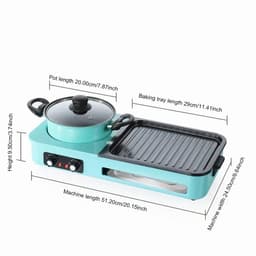 Delightness 3-In-1 Multikookmachine - Elektrische Grill - Hete Pot - Rookloze Barbecue - Tafelgrill - Grillplaat - Koken - Zwart — thumbnail 5