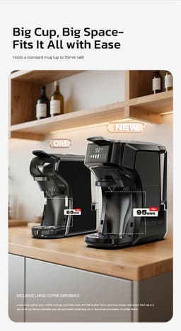 HiBREW H1C 4-in-1 Capsule Koffiemachine – 20 Bar – Geschikt voor Nespresso, Dolce Gusto & E.S.E. Pods – Ook Gemalen Koffie – Koud & Warm – Compact 600ml – Wit — thumbnail 4