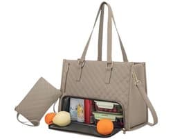 Handtas - Ruime draagtas - 2-in-1 lunchtas - Laptoptas voor 15,6-inch laptops - met geïsoleerd compartiment - geschikt voor kantoor, school en reizen