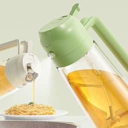 JeiibrZui Glazen Oliespuit - Oliedispenser - 2-In-1 Spreiden En Schenken - 470 Ml - Voor Koken, Airfryer, Barbecueën - Groen — thumbnail 3