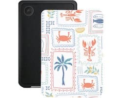 Lunso Geschikt voor Kobo Clara BW / Clara Colour hoesje (6 inch) - Vegan Saffiano Leren Sleep Cover - Riviera Postcards